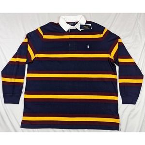 POLO RALPH LAUREN STRIPE RUGBY SHIRT FRENCH NAVY & MULTI size xxl